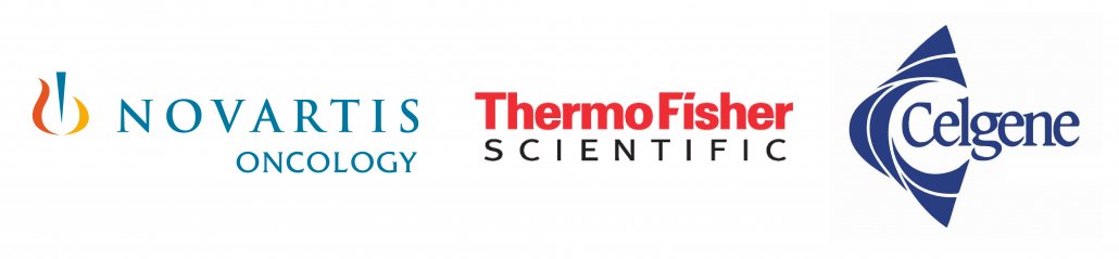 Sponsor logos: Novartis Oncology, ThermoFisher Scientific and Celgene